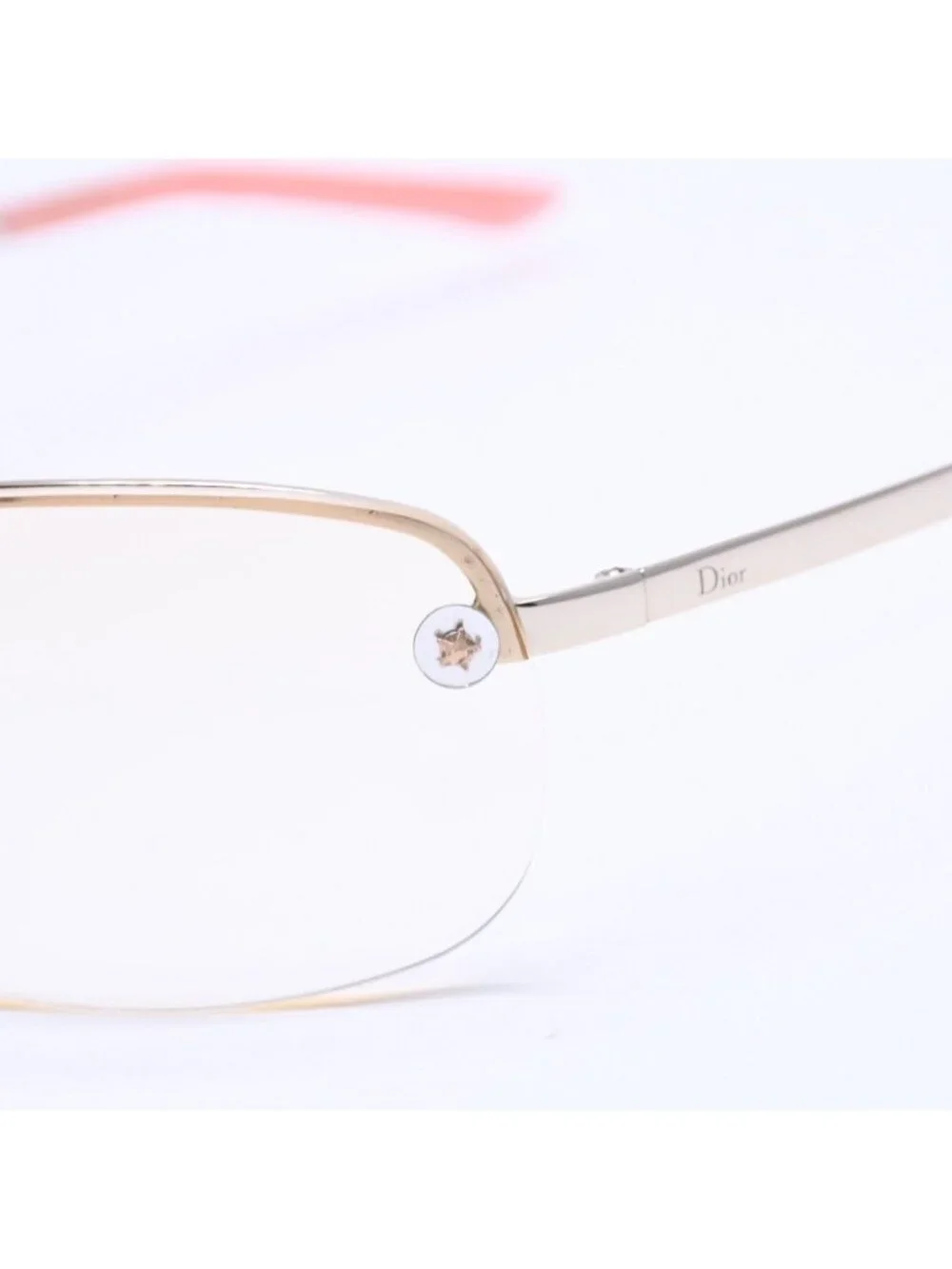 Dior Adiorable 5 Half Rim Sunglasses Silver Yellow Eyewear